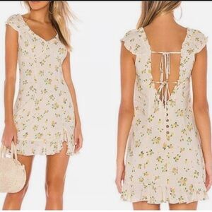 Free people like a lady citrus printed mini dress size Small Linen Blend